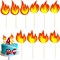 10 PACK Fire Truck Cake Topper, Fire Truck Birthday Party Supplies, Fire Cake Pick Fire Flame Cake Decorations, Paper Cards and Wooden Sticks Fake Campfire, Fire Truck Party Supplies